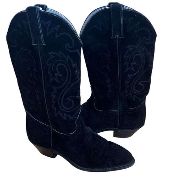 Durango Shoes - Durango Suede / Leather Cowgirl Boot in Black Size 6.5M
Made in USA